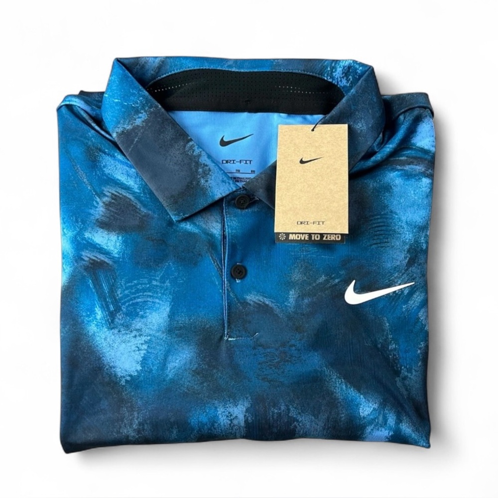 Nike Dri-FIT Tour Men’s blue graphic geometric Print Golf Polo shirt FD5935-451